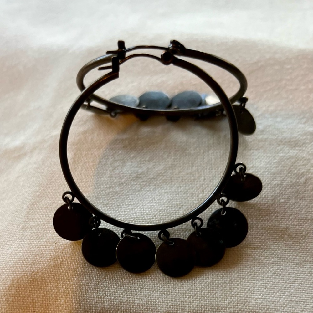 Vintage Robert Rose Hoop Earrings - Picture 7 of 16